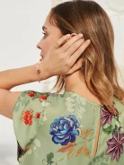 CELADON BLOUSE WITH FLORAL PATTERN