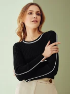SWEATER WITH CONTRASTING PIPING