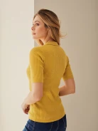 FITTED KNIT RIBBED SWEATER