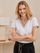 WHITE BLOUSE WITH V NECKLINE