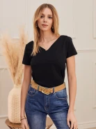 BLACK BLOUSE WITH V NECKLINE