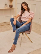 PINK BLOUSE WITH SHORT SLEEVES
