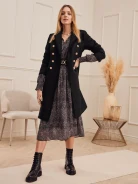 BLACK TWEED COAT WITH BUTTONS