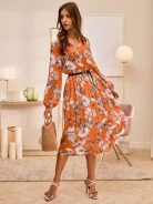 ORANGE MIDI DRESS