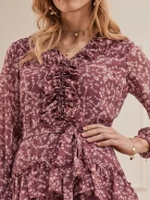 PINK DRESS WITH FINE FLORAL PATTERN
