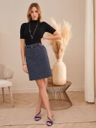 NAVY BLUE SKIRT WITH FINE PATTERN