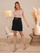BLACK SKIRT WITH PEARL BELT
