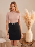 BLACK SKIRT WITH PEARL BELT