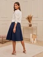 NAVY BLUE MIDI SKIRT WITH PLEATS