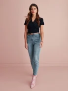 HIGH-WAISTED DENIM PANTS