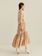 BEIGE SKIRT WITH RUFFLE