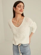WHITE OPENWORK SWEATER