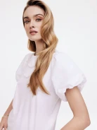 White blouse with buff sleeves