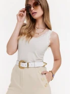 Creme modal top with lace trim