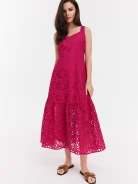 Pink openwork midi dress
