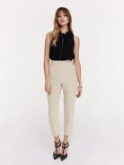 Beige cigarette pants with decorative buttons