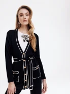 Black sweater with decorative buttons