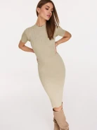 Beige knit dress with appliqué