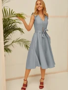 LINEN FLARED DRESS