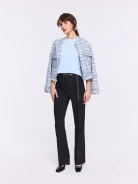 Blue cotton blouse with short sleeves