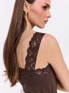 Chocolate top with lace detail