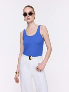Sapphire-blue ribbed cotton top