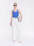 Sapphire-blue ribbed cotton top