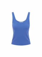 Sapphire-blue ribbed cotton top