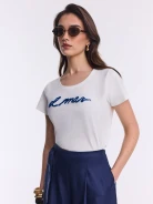 White round neck blouse with sequin appliqué