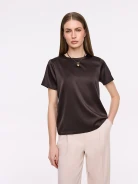 Elegant chocolate-colored silk blouse