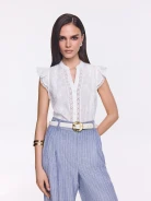 Cotton blouse with openwork details and embroidery