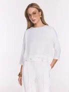 White elegant blouse made of satin viscose