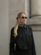 Short black faux leather jacket