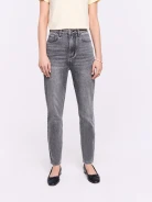 Gray high-waisted mom jeans