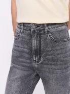 Gray high-waisted mom jeans