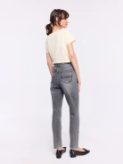 Gray high-waisted mom jeans