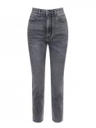 Gray high-waisted mom jeans