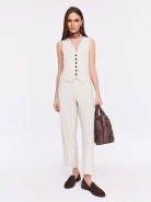 Cream suit pants with pleats