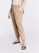 Beige high-waisted jogger pants
