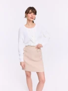 Cream ribbed sweater with braided weave