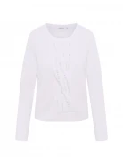 Cream ribbed sweater with braided weave