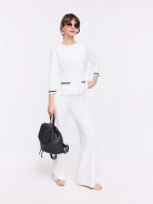 Lightweight sweater with decorative ecru trim