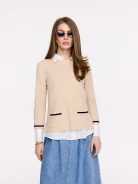 Light beige sweater with decorative trim