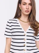 Short-sleeved striped sweater