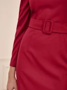 RED PENCIL DRESS WITH BUFFETS