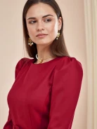 RED PENCIL DRESS WITH BUFFETS