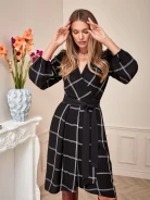 CHECKERED ENVELOPE DRESS