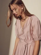 Pink dress with frill in pink