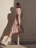 Pink dress with frill in pink