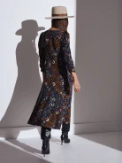 NAVY BLUE PATTERNED MIDI DRESS